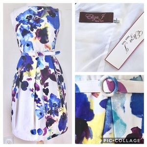 Eliza J Blue Floral Fit & Flare Dress sz6 NWT